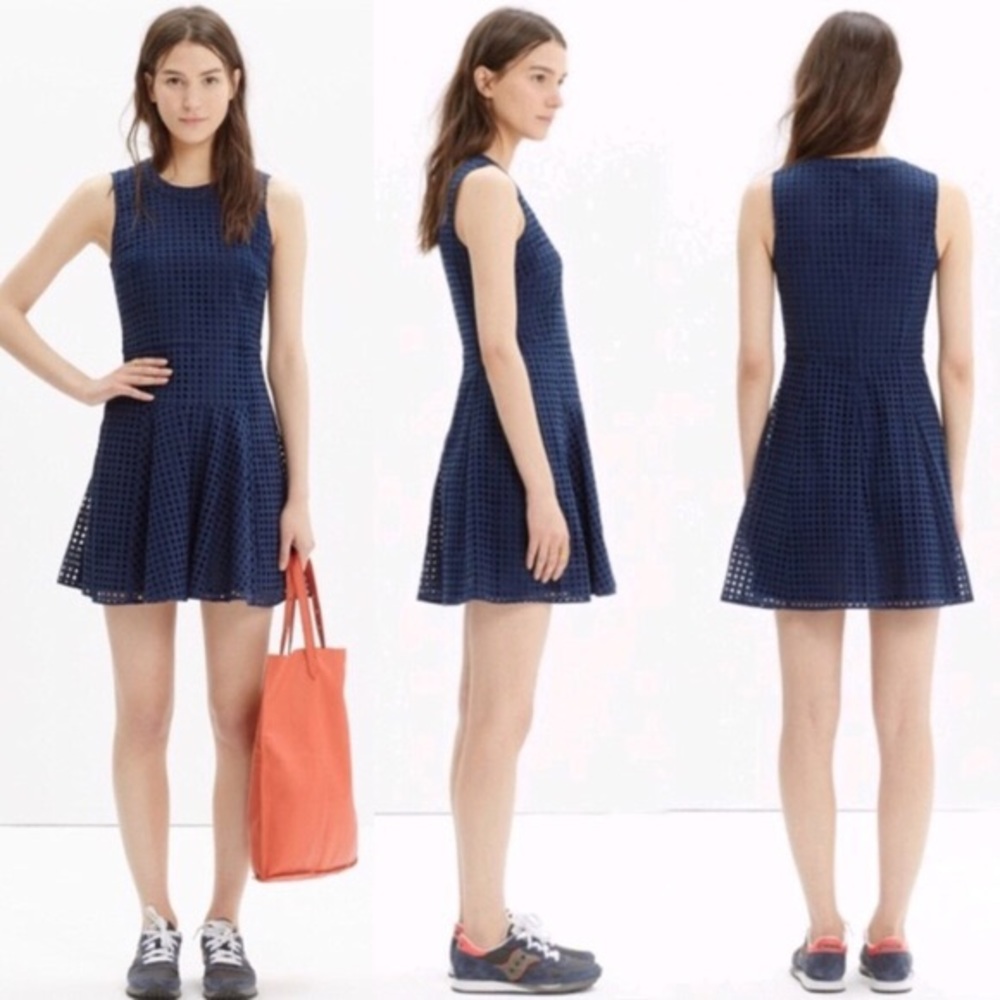 Madewell Navy Sunshade Eyelet Dress - 0